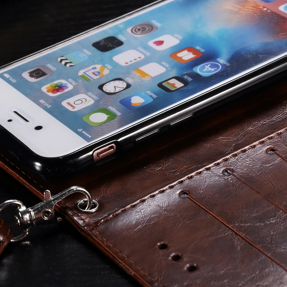 Чехол-бумажник из натуральной кожи с цветочным принтом для iPhone 7 откидной крышкой