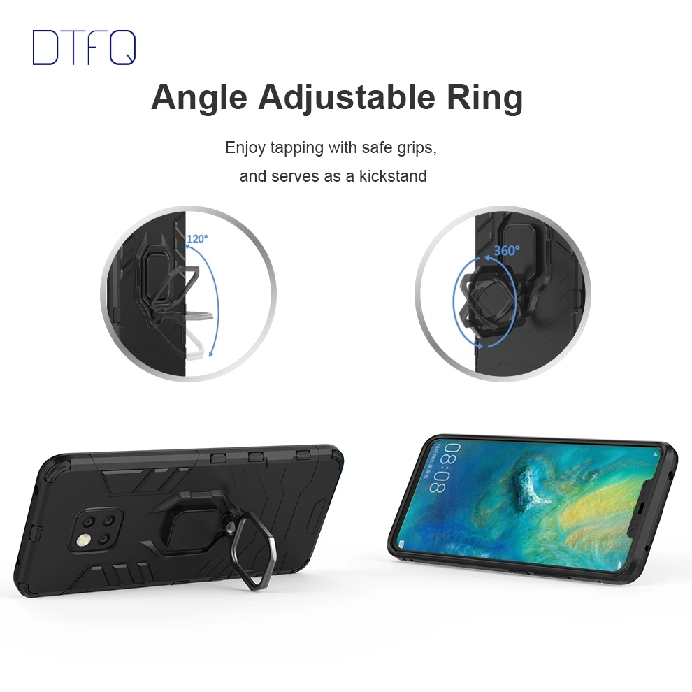DTFQ Dual Layer Shockproof Phone Cover for Huawei Mate Series Anti-knock Armor Case 20 Pro X Lite 9 10 |