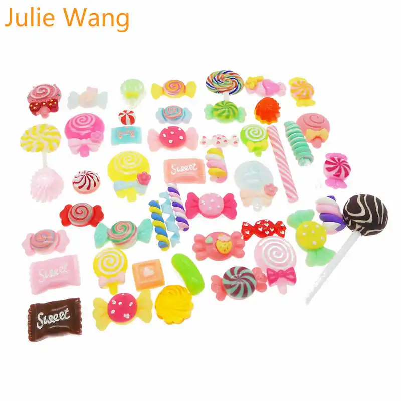 Julie Wang, 20 шт., случайным образом отправлено, полимерные, цветные леденцы, конфеты, слизи, подвески, ювелирные изделия, ожерелье, браслет, аксессуары, Hnadcraft