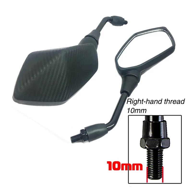 carbon fibre 10 mm Универсальное зеркало для мотоцикла, скутера, электровелосипеда, зеркала заднего вида, Электромобиль, задняя сторона, выпуклое зеркало, 8 мм, 10 мм, углеродное волокно, стиль - Цвет: carbon fibre 10 mm