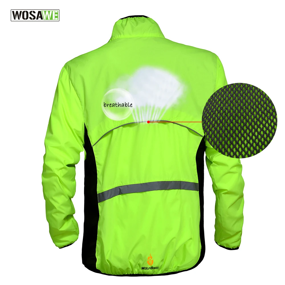 WOSAWE Windproof Cycling Jackets Men Women Riding Waterproof Bicycle Clothing Bike Long Sleeve Jerseys Sleeveless Vest Wind Coat