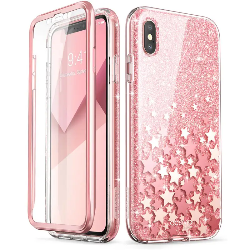 for iphone x xs case 5 8 inch i blason cosmo series full body shinning glitter marble bumper case with built in screen protector free global shipping