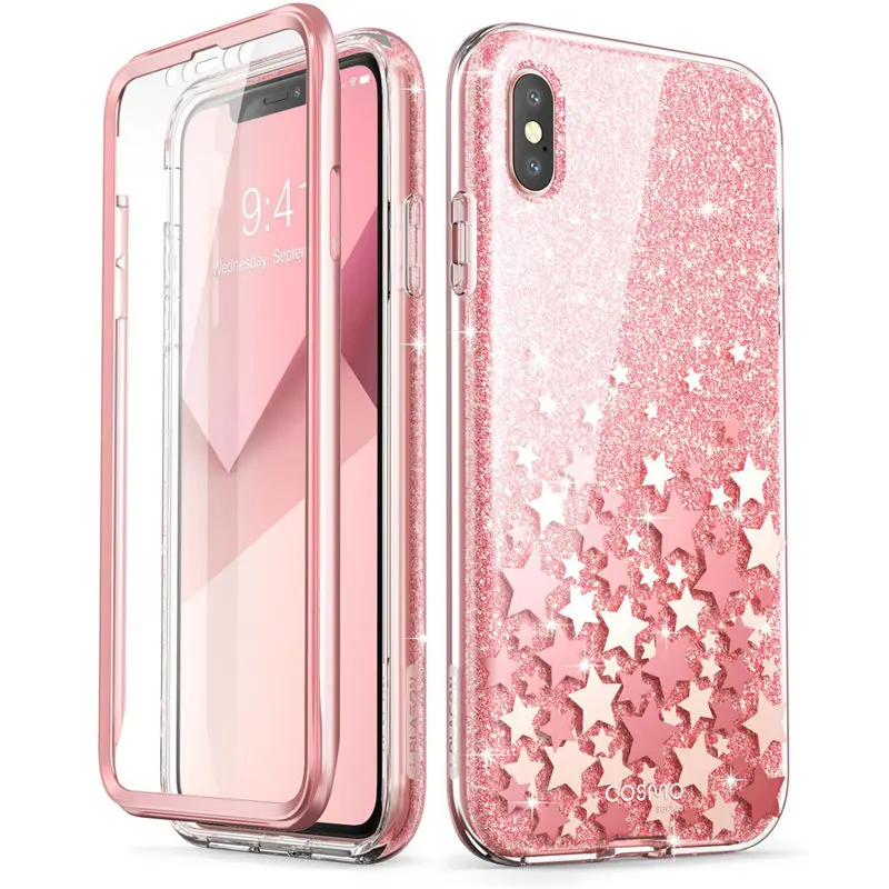 For iPhone X Xs Case 5.8 inch I-BLASON Cosmo Series Full-Body Shinning Glitter Marble Bumper WITH Built-in Screen Protector | Мобильные