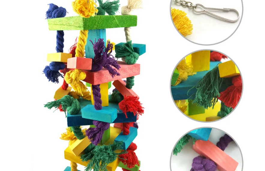 Pet birds Large size colored bird toys cotton rope blocks gnawing parrots | Дом и сад