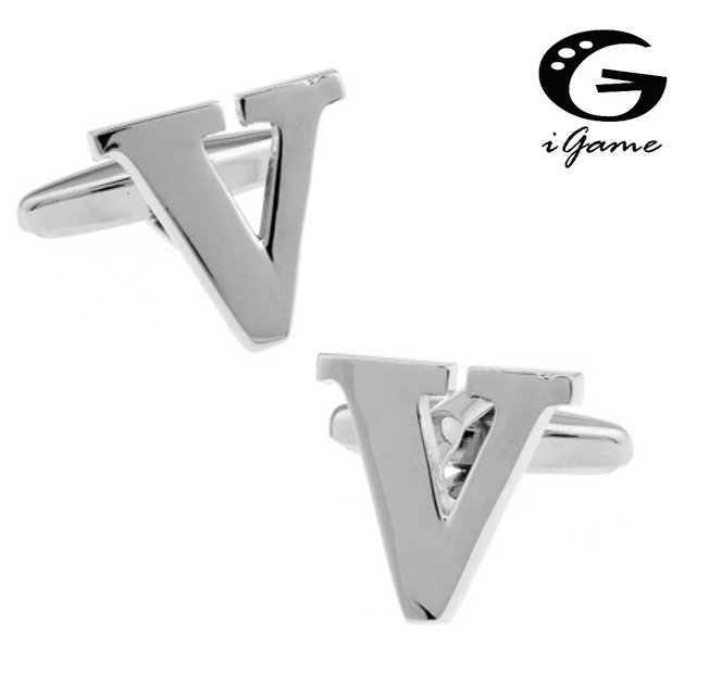 

iGame Letters Cuff Links Quality Brass Material Symbol Of V Design Free Shipping