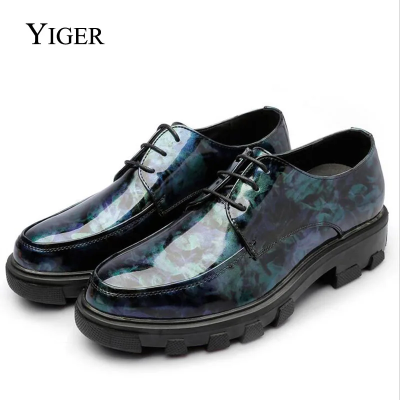 YIGER/Новинка Мужские модельные туфли Повседневная Деловая кожаная камуфляжная