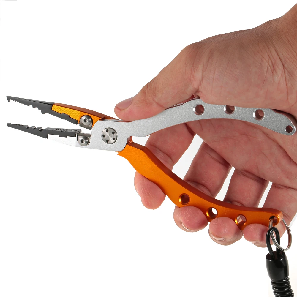 Fishing Multifunctional Plier Aluminum Fishing Pliers Braid Cutters Split Ring Hook Remover Fish Holder With Sheath And Lanyard