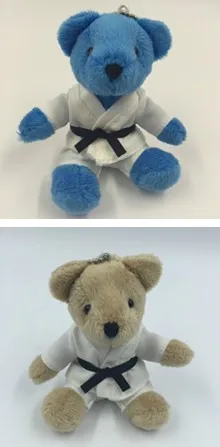 Gray 1pc blue 1pc 2 шт./лот) Новое поступление, брелки для каратэ, Мультяшные спортивные подарки для детей, девочек, милый медведь каратэ, сувенир, студенческий приз, плюшевый медведь - Цвет: Gray 1pc blue 1pc