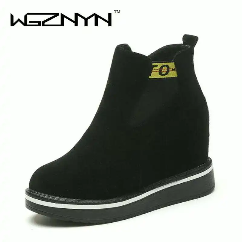 Zapatos mujer/Модная осенне зимняя женская повседневная обувь увеличивающая рост 8 см