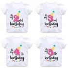 Футболка с надписью на день рождения для девочек, номер 1-9, летняя Милая одежда для детей, забавный подарок на день рождения, футболка с цифрами, HKP2432
