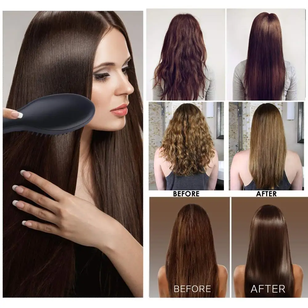 Выпрямитель для волос щетка с функцией анти-ожогов быстрый нагрев горячий
