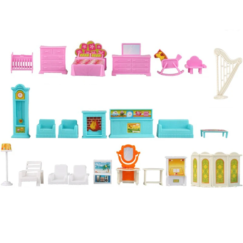 

New 3D DIY Family Doll House Dolls Accessories Toy With Miniature Furniture Garage Car DIY Doll House Toys For Children Gifts