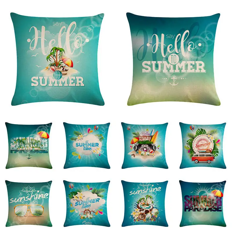 

Hello Summer Cushion Cover Nordic Style Throw Pillow Cover Cartoon Fruit Decorative Cotton Linen Cushion Cover Decoration ZY1165