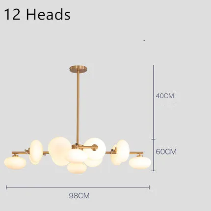 12 Heads Современные стеклянные люстры для гостиной, столовой, креативный дизайн, круглый светильник для спальни, ресторана - Цвет абажура: 12 Heads
