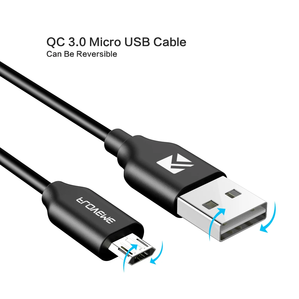 FLOVEME Micro USB кабель Реверсивный QC 3,0 Быстрая зарядка USB кабель 1 м двустороннее зарядное устройство для samsung Xiaomi huawei htc Android