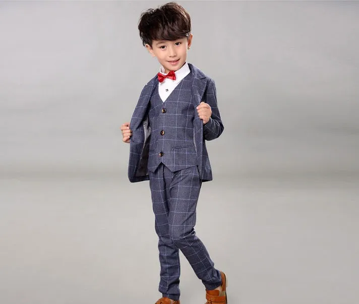 Jakcet Vest Pants B Деловой костюм для маленьких мальчиков; блейзеры; Детские свадебные костюмы; смокинги с цветочным узором для мальчиков; школьный детский весенний танцевальный костюм для выступлений на фортепиано - Цвет: Jakcet Vest Pants B