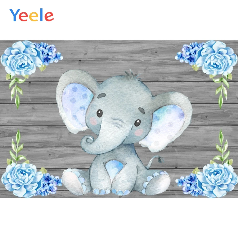 Yeele Elephant Flowers Wooden Boards Wall Scene Baby Children Photography Backgrounds Photographic Backdrops For Photo Studio |
