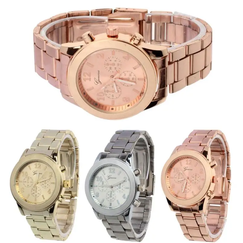

New Fashion Classic Women Watch Unisex Luxury Crystal Stainless Steel Watches Ladies Casual Quartz Wristwatch Relogios Femin #D