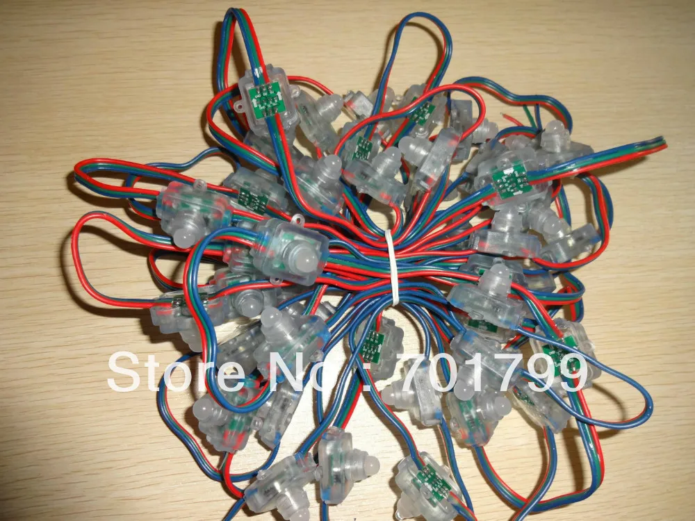 50 шт. DC5V вход WS2811 Светодиодный пиксельный свет с RGB-зеленый-синий провод IP68