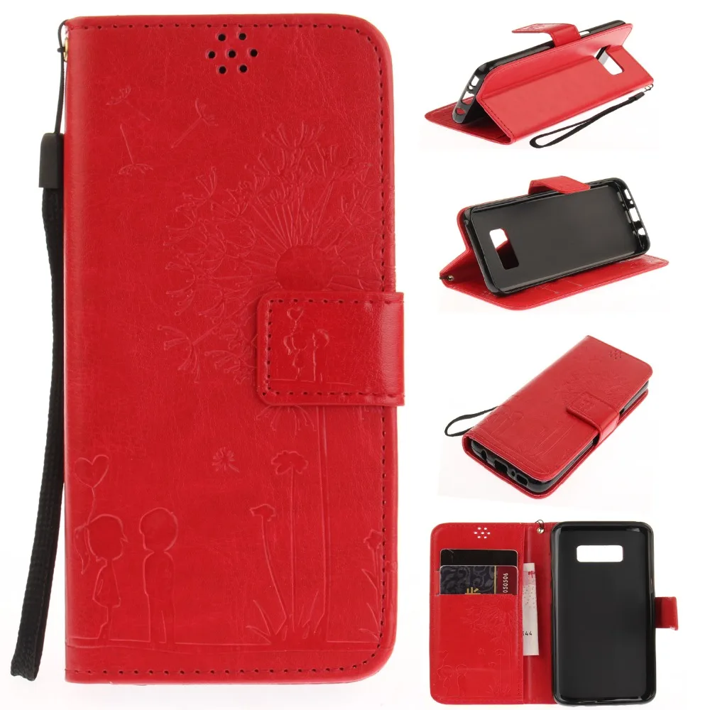 Роскошный чехол кошелек из искусственной кожи с тиснением Одуванчик для Samsung Galaxy