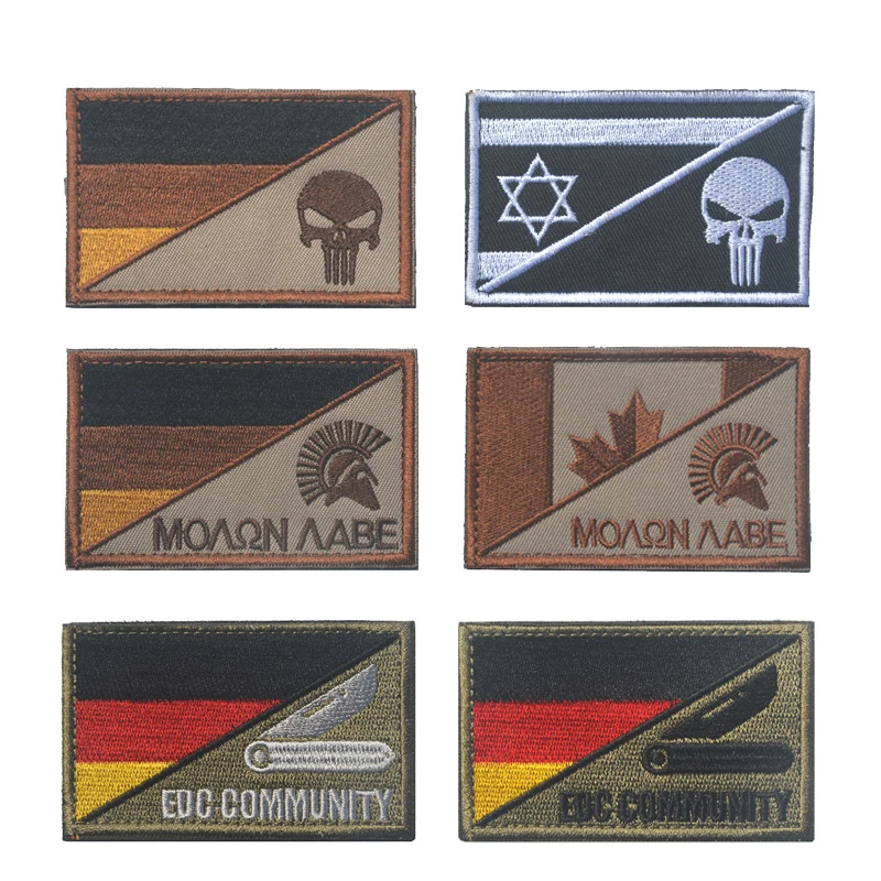 Вышитая Германия Израиль канадского флага черепа и спартанская нашивка insignia