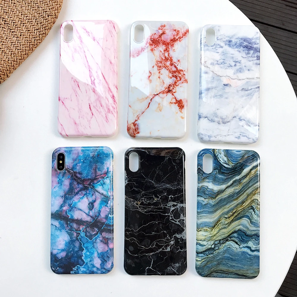 Мраморный чехол для iPhone 6 7 8 X XR глянцевый мягкий термополиуритановый Чехол