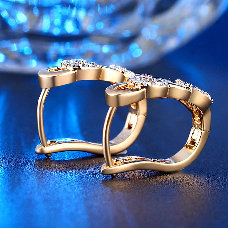 Серьги золотой круг женские круглый бижутерии AAA циркон кольцо серьги милые