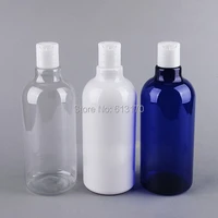 free shipping 500ml empty press cap bottles clear pet shampoo bottle bluewhite sample bottle cosmetic packing containers