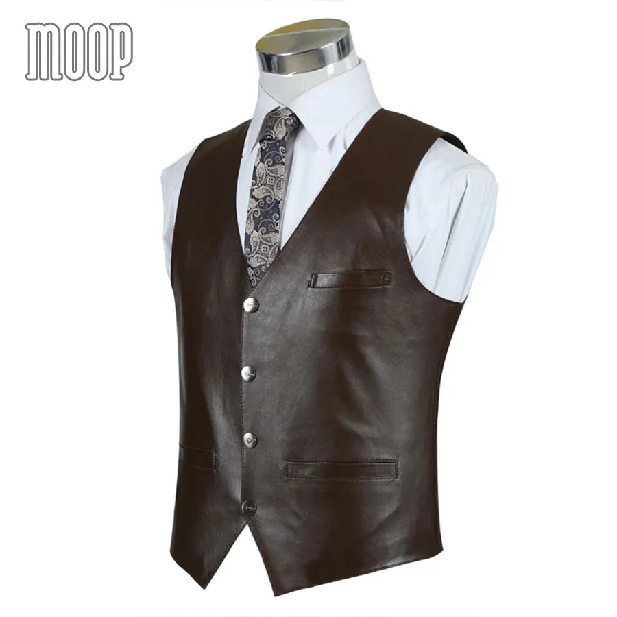 Жилет мужской из натуральной кожи 100% ягненка 4 цвета|chaleco hombre|genuine leather vestmens waistcoats |