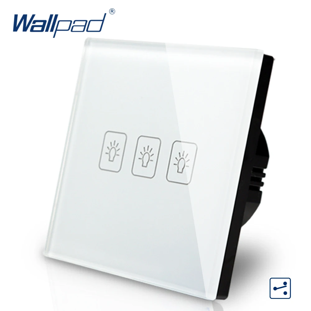 3 клавиши 2 канала промежуточный выключатель Wallpad роскошный настенный из белого