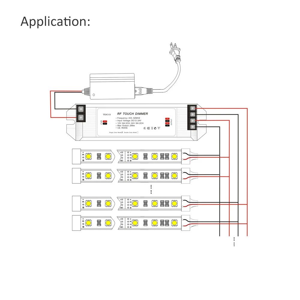 DC12V 24V светодиодный диммер Макс 288W 6A 2 Каналы RF сенсорный Управление С