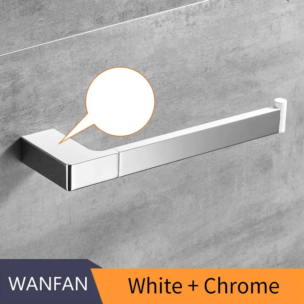 White and Chrome Настенный крючок для полотенец, квадратная вешалка для полотенец из цинкового сплава, держатель для полотенец, полированное кольцо для полотенец для кухни и ванной комнаты 5780 - Цвет: White and Chrome