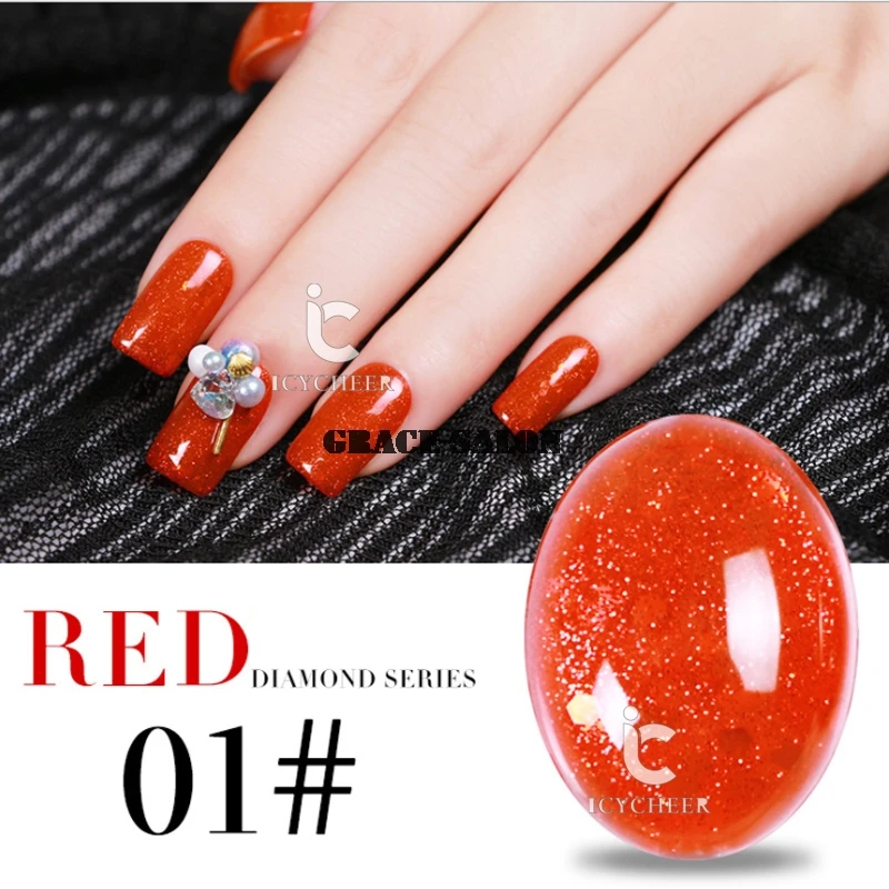 ICYCHEER гель для ногтей UV светодиодный Soak Off Гель лак длительный блеск красный цвет