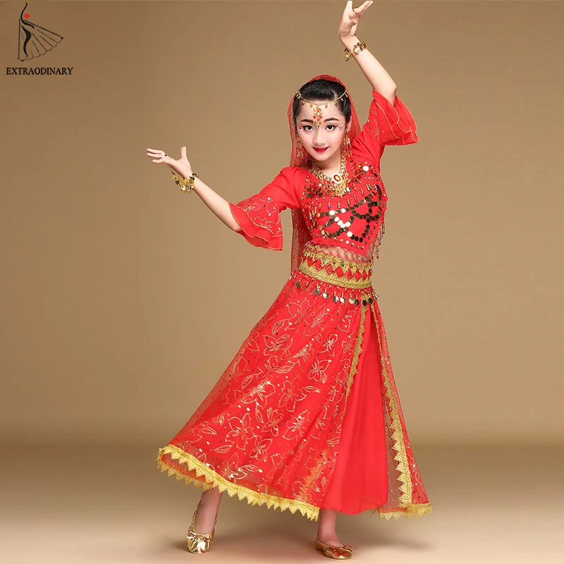 Танцевальные Костюмы Болливуда комплект для детей индийский танец живота