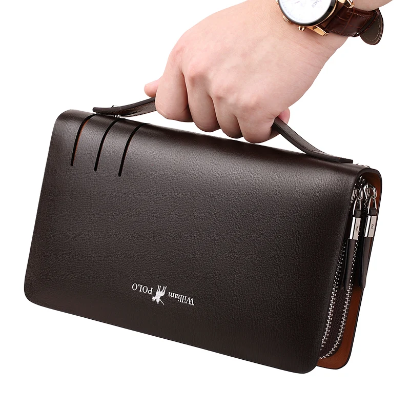 Новинка модный кожаный вместительный мужской кошелек органайзер клатч с двойной