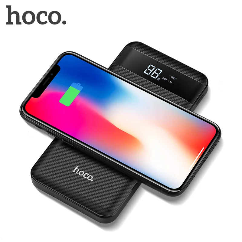 HOCO QI Wireless Charger Power Bank 10000mah Portable Dual USB with Digital Display External Battery Powerbank for iphone X 8 | Мобильные