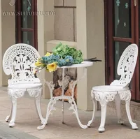 CAST ALUMINIUM GARDEN FURNITURE SET ~~ TABLE AND 2 CHAIRS ~~ VICTORIAN STYLE