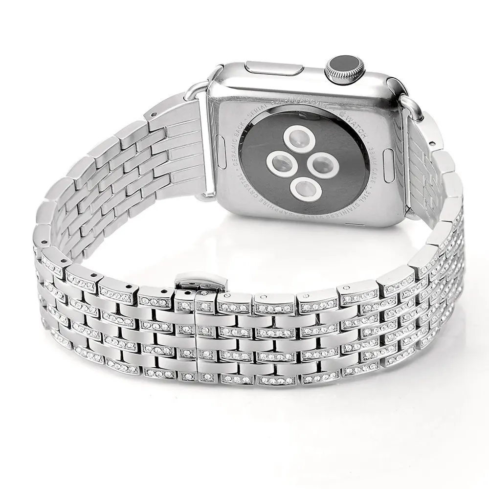 Сменные Ремешки для наручных часов Apple Watch Series 5, 4, 3, 2, с украшением в виде кристаллов Стразы Роскошные туфли-лодочки на платформе, ремешок для наручных часов IWatch, 42/38/44/40 мм Для женщин браслет