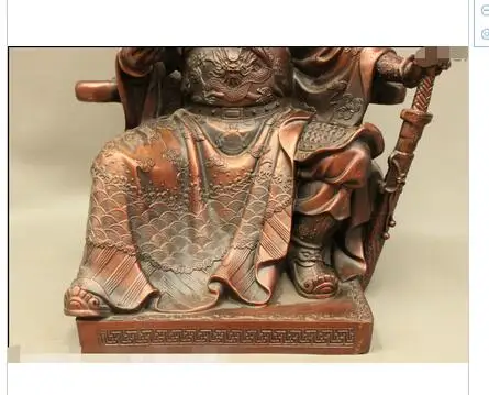 18 &quotКитайская чистая красная бронза воин Гуандун гуаньюн Бог Дракон голова