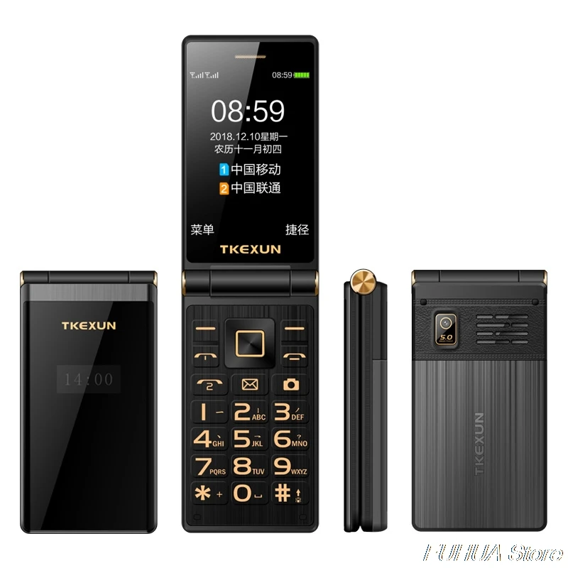 TKEXUN M2 PLUS 3G WCDMA флип телефон 3 0 ''большой ключ шрифт сенсорный экран мобильный с