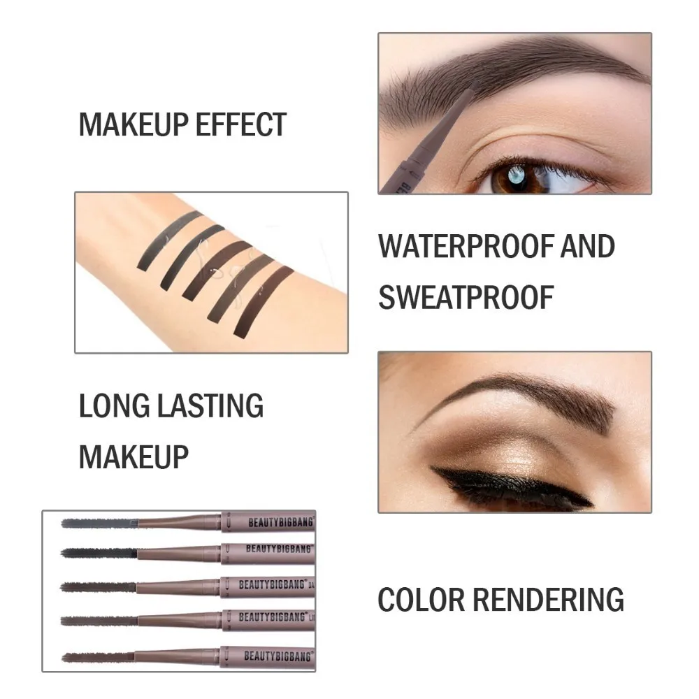 BEAUTYBIGBANG карандаш для бровей, зубная щетка, насадка для макияжа глаз, прочная водостойкая краска, тату, карандаш для бровей, стойкий инструмент для макияжа