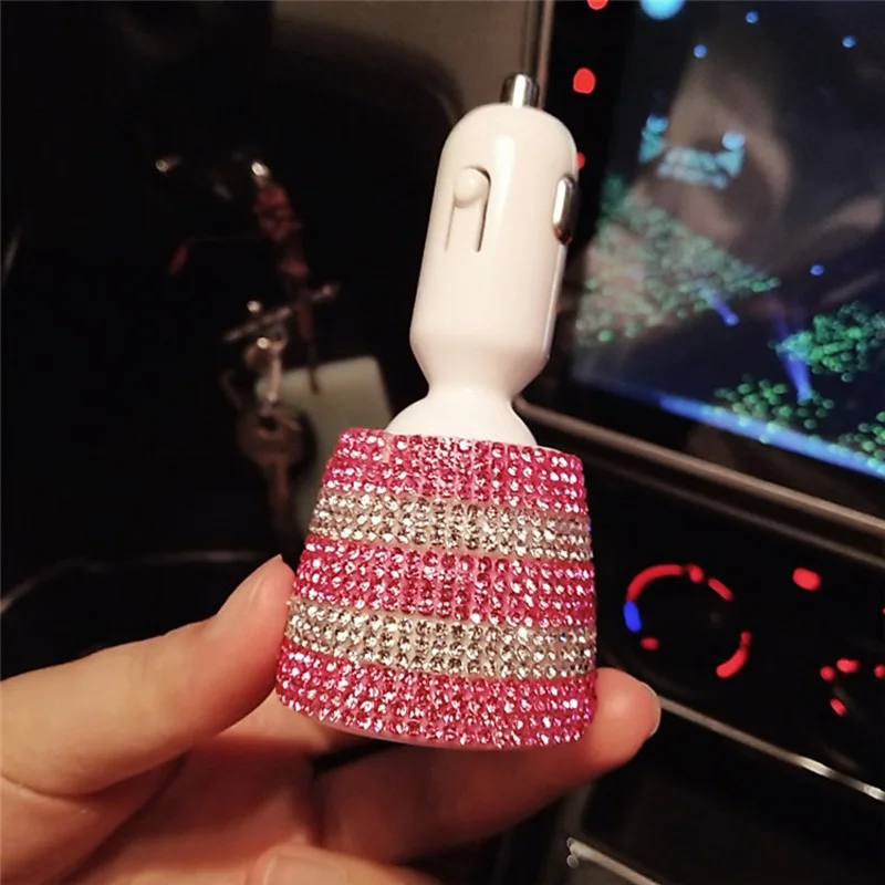 Хрустальные стразы, автомобильное зарядное устройство, USB 3.1A, двойной, 2 порта, дисплей, прикуриватель, быстрое автомобильное зарядное устройство, адаптер питания, автомобильный стиль
