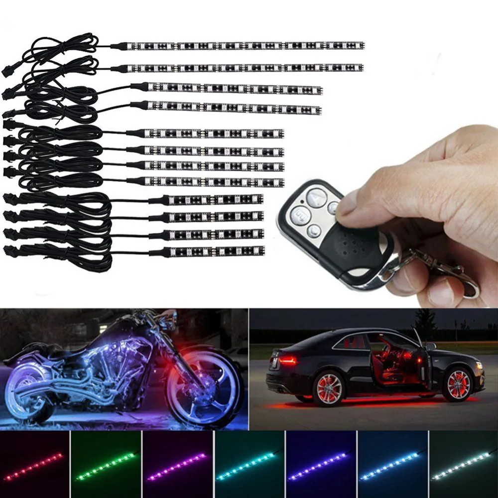 2020 12 шт./набор RGB светится светильник полосы светодиодный неон освещение для