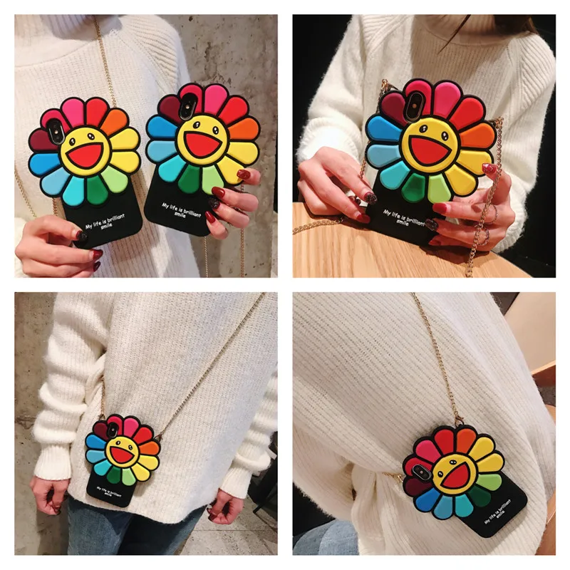 Murakami Takashi KaiKai KiKi Rainbow Flower Phone Case For Apple Iphone 6 6s 7 8 Plus X XR XS MAX Silicone 11 pro max Cover Capa