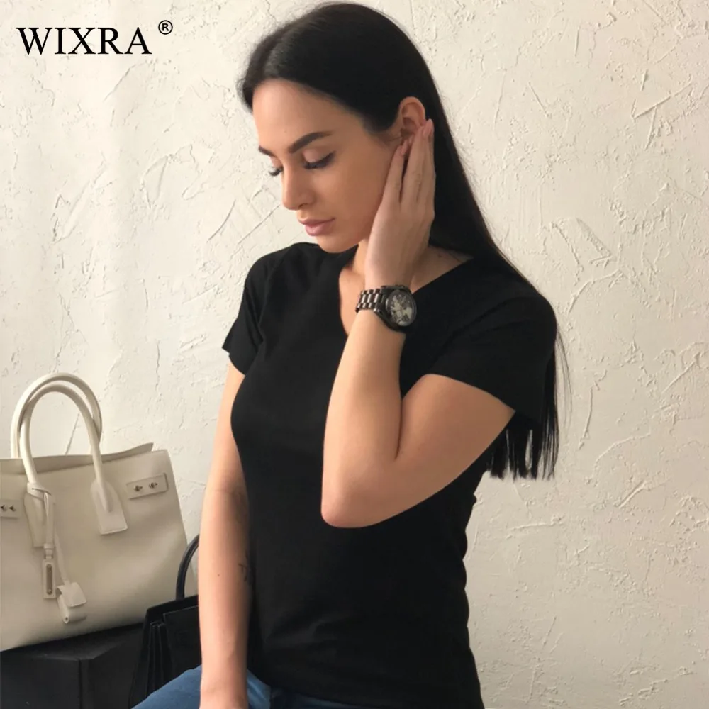 Женская Базовая футболка Wixra с v образным вырезом Новинка лета 2018 Женские