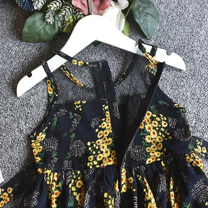 2PCS Toddler Kids Baby Girl Outfit Clothes Chiffon Floral Vest Dress+Sun Hat Set 0410 | Детская одежда и обувь