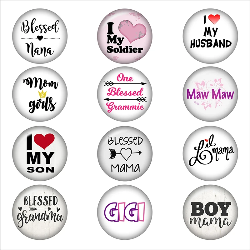 

Glass Snap Button Jewelry Fashion Mom Blessed Nana Gigi Son For DIY 18MM Button Snap Bracelet Necklace Jewelry