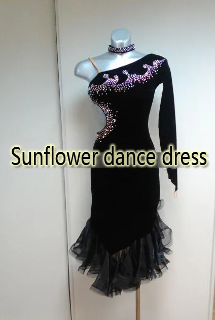 

Latin Dance Dress ballroom dancewear salsa dancing costume for competition dance clothing Sunflower Dance Dress