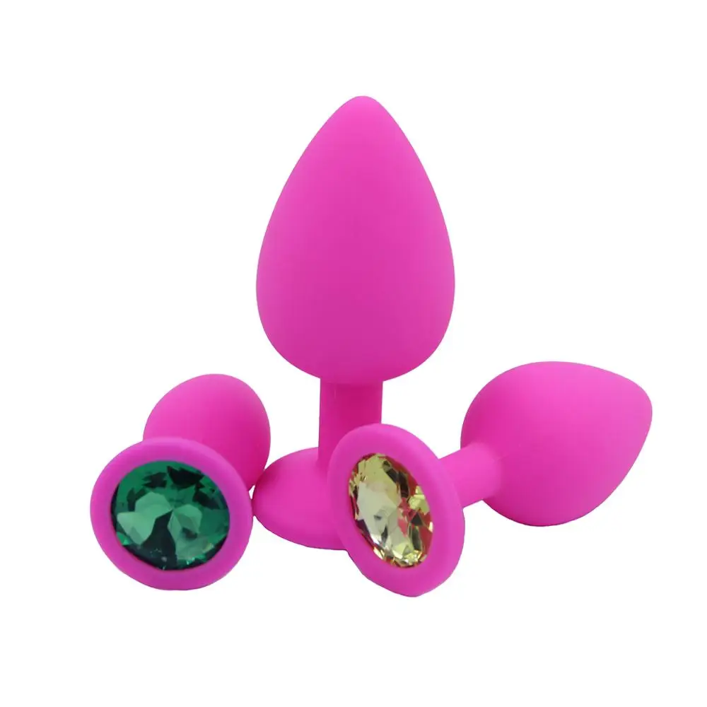 Small Medium Large Silicone Butt Plug with Crystal Jewelry Smooth Touch Anal No Vibration Sex Toys for Woman Men Gay | Красота и