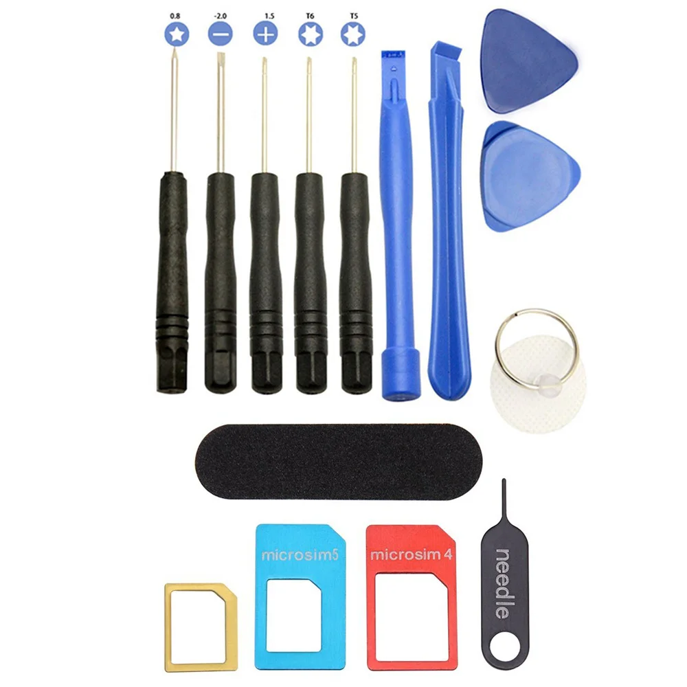 15 шт. полный набор инструментов для ремонта телефонов отвертка сим карты